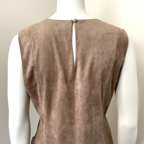 Soft Surroundings Faux Suede Sleeveless Asymmetric Hem Dress Brown M - Picture 5 of 7